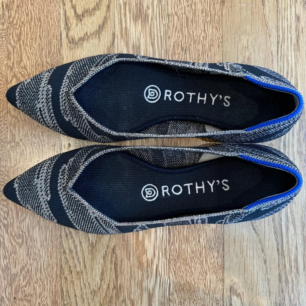 Rothy’s women’s size 6.5 black & gold point flats discontinued rare